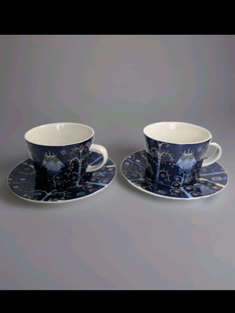 Iittala Taika Cup N Saucer Blue Owl Woodland Creatures Klaus Haapaniemi Set Of 2